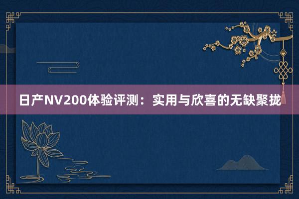 日产NV200体验评测：实用与欣喜的无缺聚拢