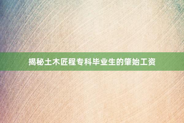 揭秘土木匠程专科毕业生的肇始工资