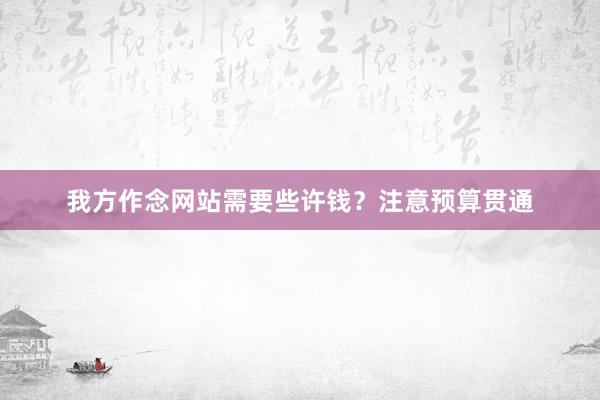 我方作念网站需要些许钱？注意预算贯通